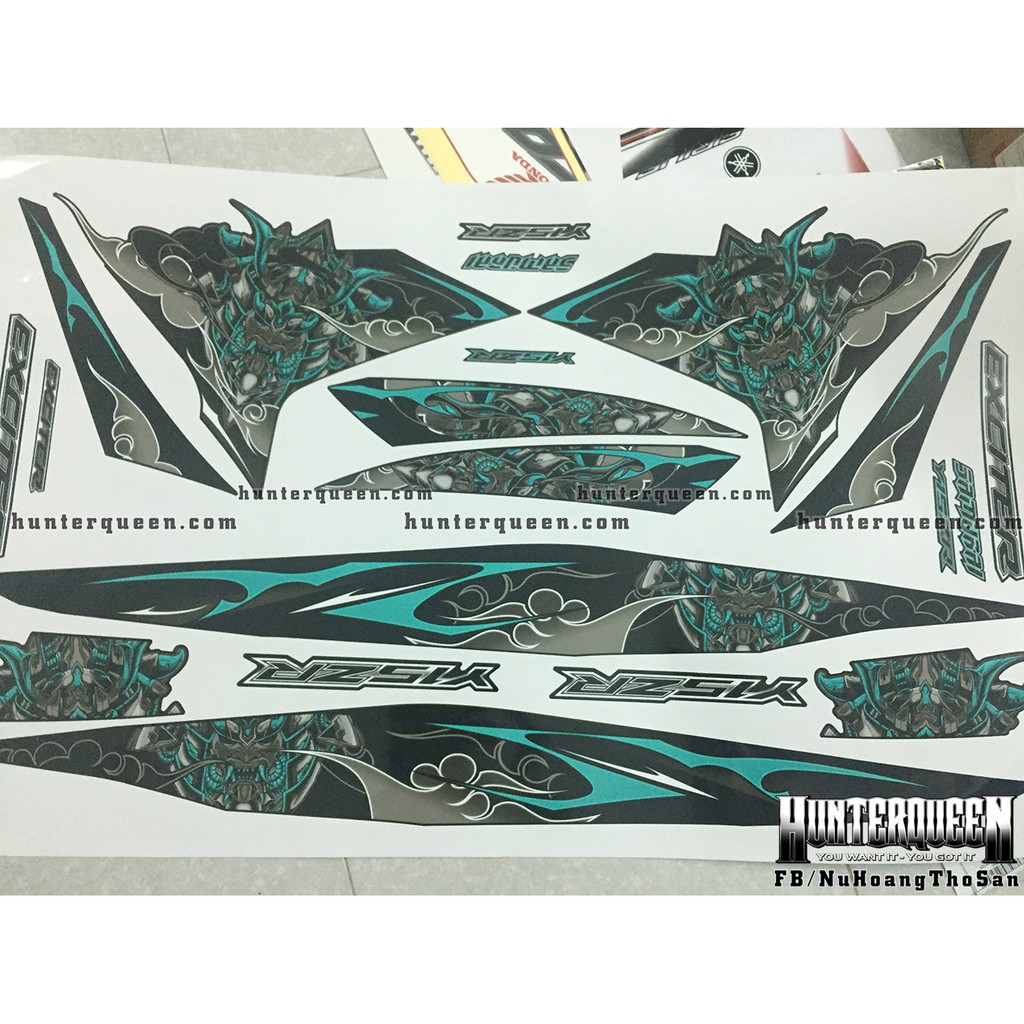 Tem Exciter 150. Tem rời Samurai xanh ngọc. Dán xe đen. Xe màu khác vui lòng inbox