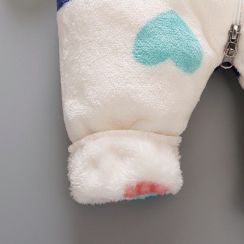 Bộ Áo Liền Quần Có Đệm Bông Thời Trang Xuân Thu Cho Bé Sơ Sinh