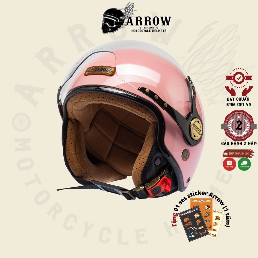 Mũ bảo hiểm 3/4 Bulldog Pom chất lượng cao đi phượt Arrow