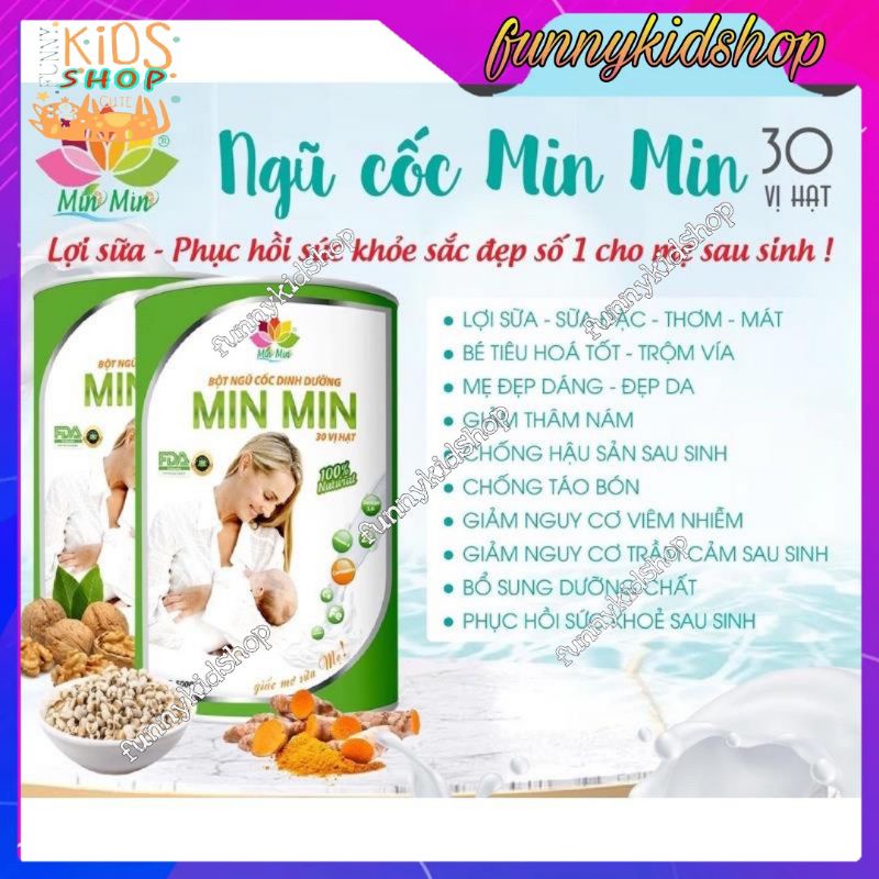 NGŨ CỐC MIN MIN, NGŨ CỐC LỢI SỮA MIN MIN, NGŨ CỐC LỢI SỮA CAO CẤP MIN MIN 30 LOẠI HẠT