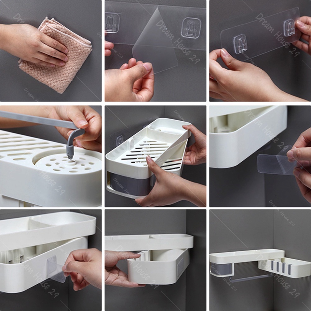 Kệ Nhà Tắm Đựng Đồ Đa Năng Nhựa ABS Cao Cấp 2 Tầng - Kệ Đựng Đồ Nhà Tắm Có Móc Treo Chắc Chắn,Ngăn Kéo Đựng Đồ Tiện Lợi