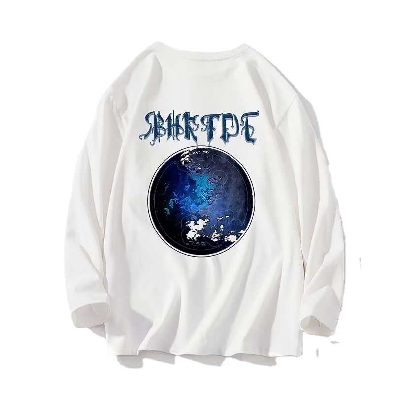 Áo Thun Tay Dài Cổ Tròn Dáng Rộng In Chữ Phong Cách Hàn Quốc Thời Trang Cho Nam Và Nữ size M-5XL