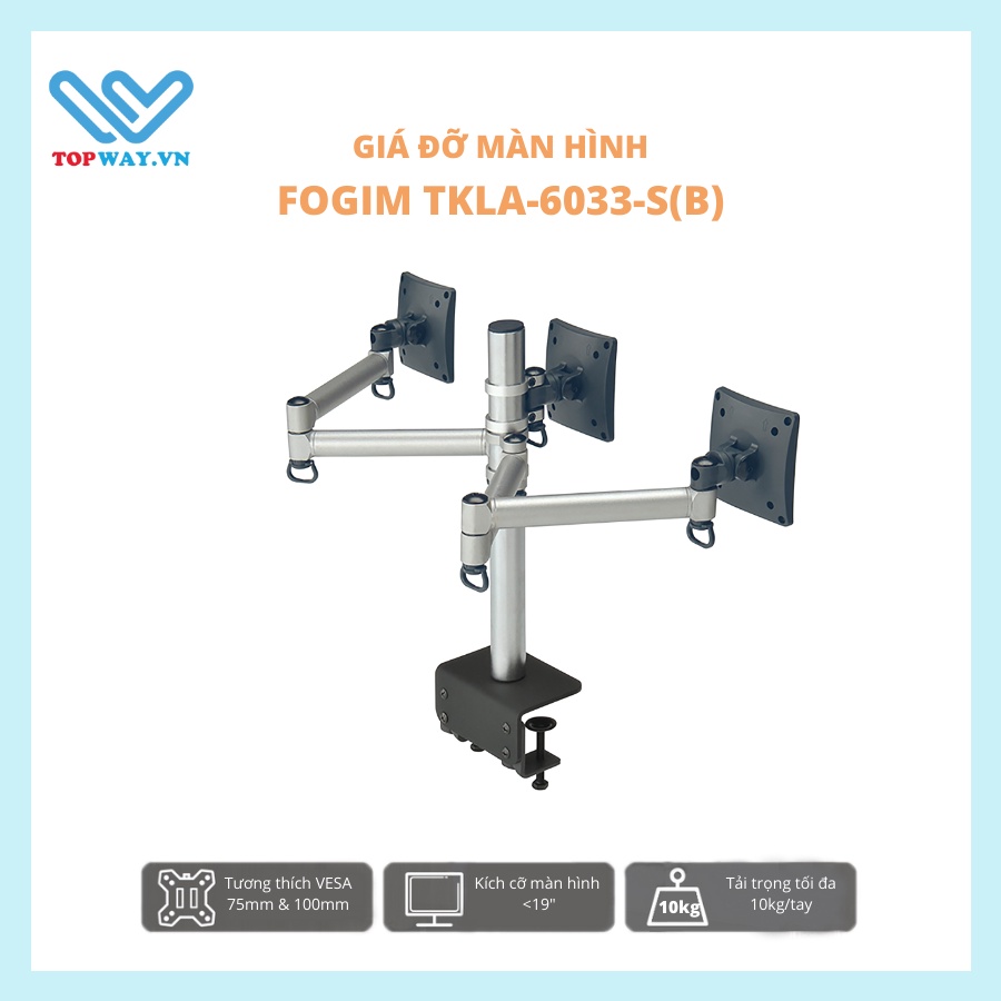 GIÁ TREO 3 MÀN HÌNH MÁY TÍNH ĐỂ BÀN FOGIM TKLA-6033-S(B)