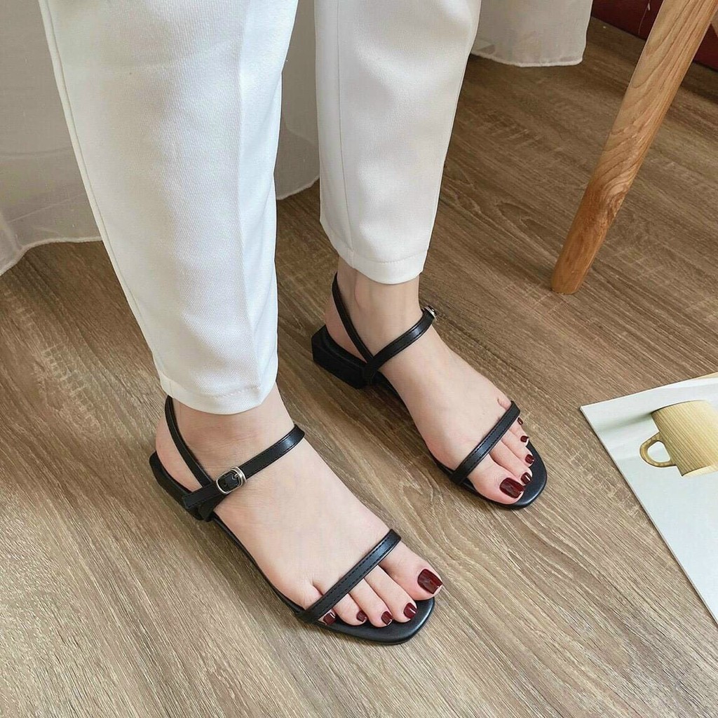 FREESHIP SANDAL NỮ HAI QUAI DA LỲ MỀM GÓT 2P MS S89