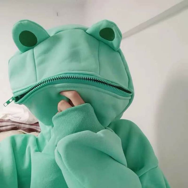 Áo hoodie khóa kéo mũ ếch🐸