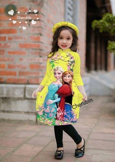 Áo dài cách tân elsa cho bé