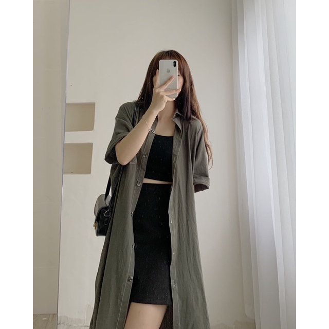 Đầm sơ mi chỉ nổi 532