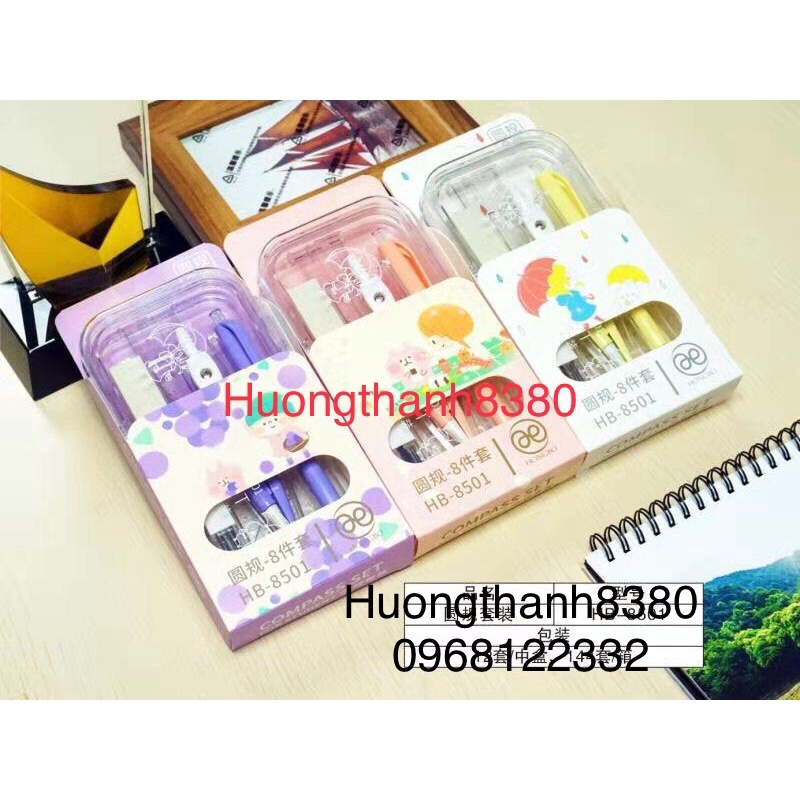 Bộ compa sắt 8501 loại to kèm eke thước kẻ.
