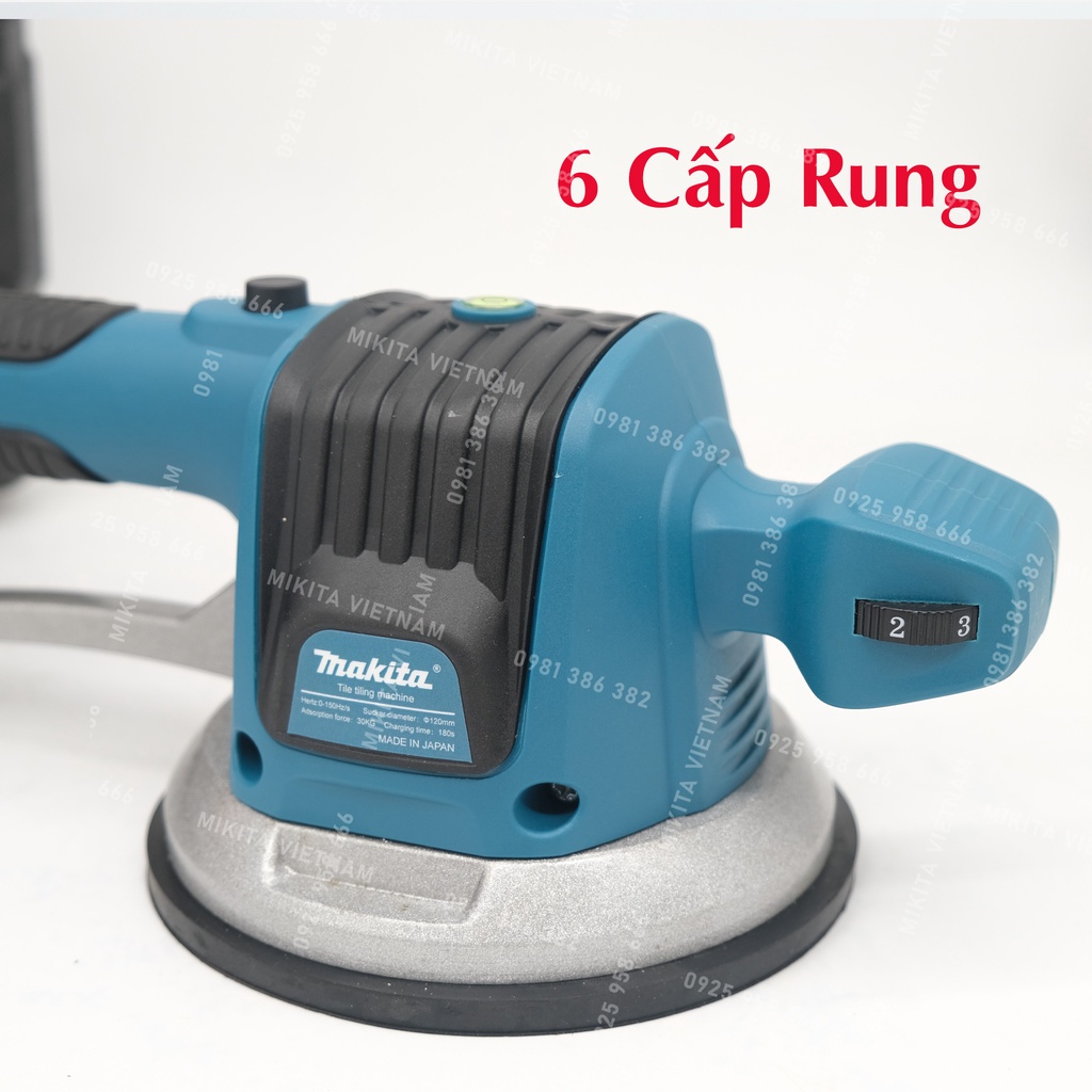 Máy ốp lát gạch men cầm tay, máy đầm rung dùng pin 18v 6 cấp độ rung Makita, bộ 2 pin