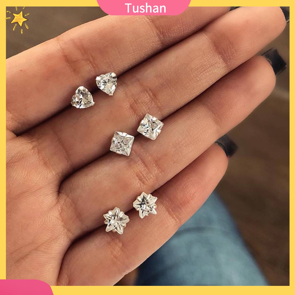 Set 3 đôi khuyên tai đính đá thời trang cho nữ