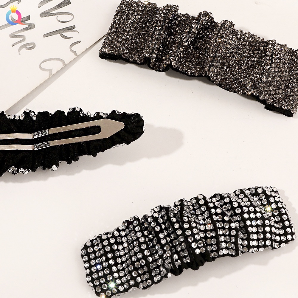 Cài tóc đính đá lấp lánh phong cách retro thời trang Hàn Quốc