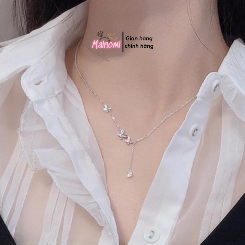 Dây chuyền nữ Bạc ta, Thiết kế dây liền mặt hình bươm bướm Nhẹ nhàng tinh tế. Điểm 10 phong cách nàng thơ - Bạc Nomi