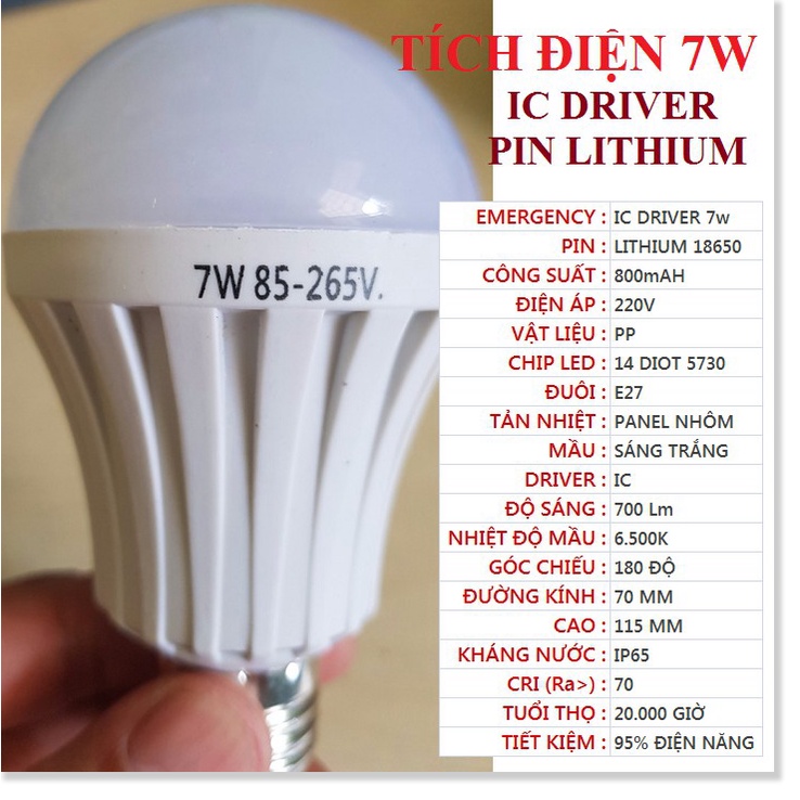 Bóng đèn LED tích điện 15w