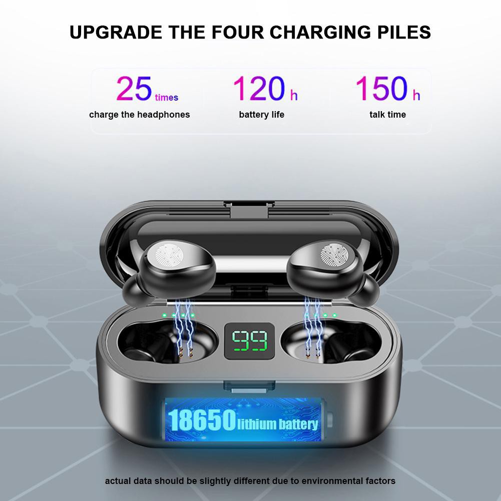 Tai Nghe Bluetooth Không Dây V5.0 F9 Tws Chống Nước Với Dung Lượng 2000mah Cho Xiaomi Samsung Oppo