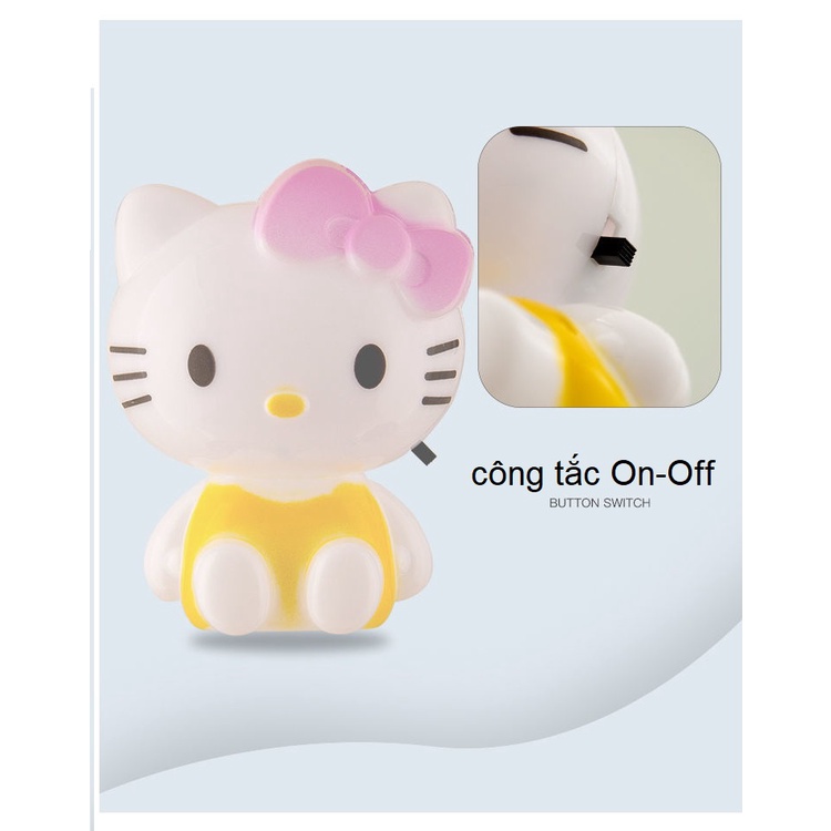 (HCM) Đèn Ngủ Mèo HeloKity Dễ Thương 3 Màu Công Tắc On-Off Cắm Điện Bóng Led Tiết Kiệm Điện - Đèn Ngủ Trang Trí