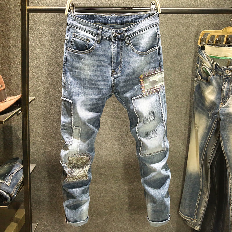 Quần Yếm Jean Ôm Màu Sáng Phong Cách Hàn Quốc Cho Nam