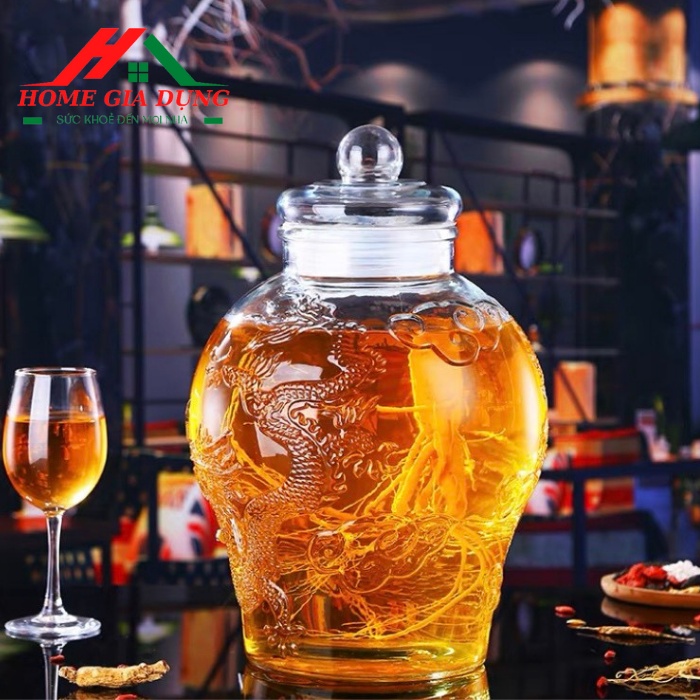 Bình ngâm rượu thuỷ tinh Chum Rồng 8 Lít