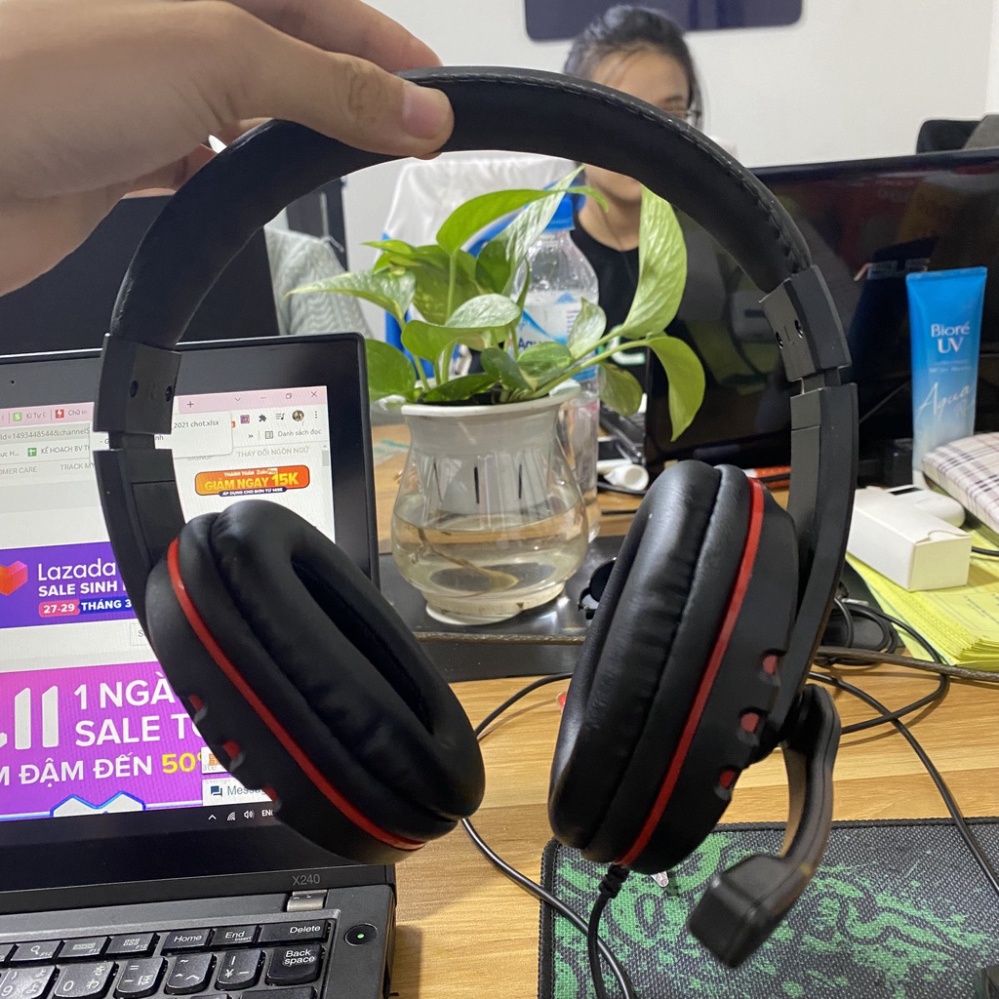 Tai Nghe Chụp Tai, Gaming ASPOR A216, Tặng Jack Cắm PC 1 Ra 2, Có MIC, Hỗ Trợ PS4/XB1S/XBXS/PC/Laptop/Điện Thoại