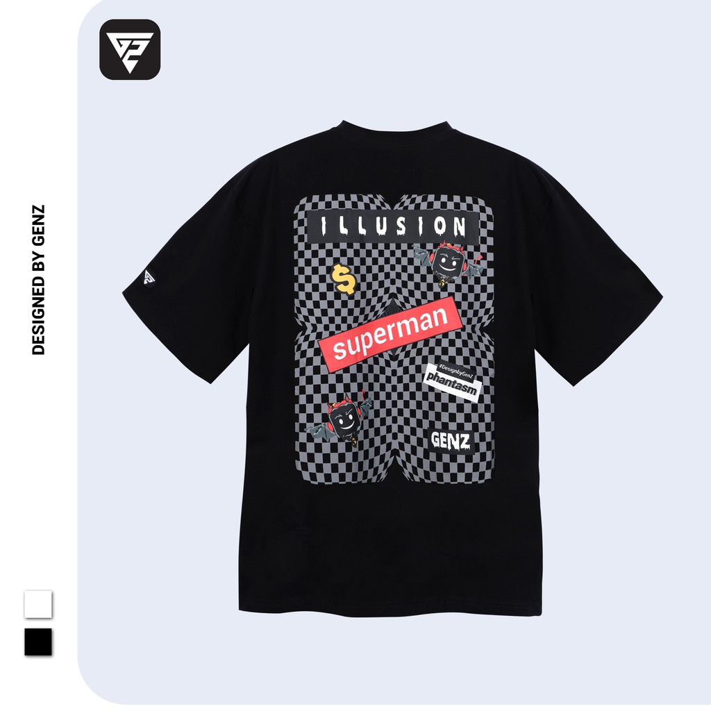 Áo thun tay lỡ GENZ phông Unisex nam nữ Cotton oversize form rộng Illusion Tee | BigBuy360 - bigbuy360.vn