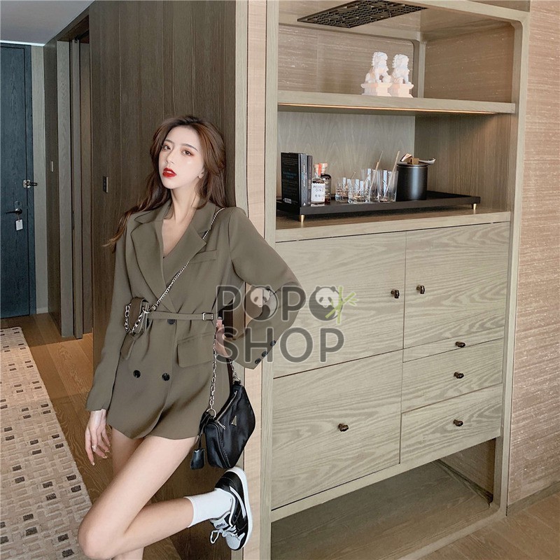 Áo blazer dài tay hàn quốc có kèm túi đeo trước sành điệu cá tính