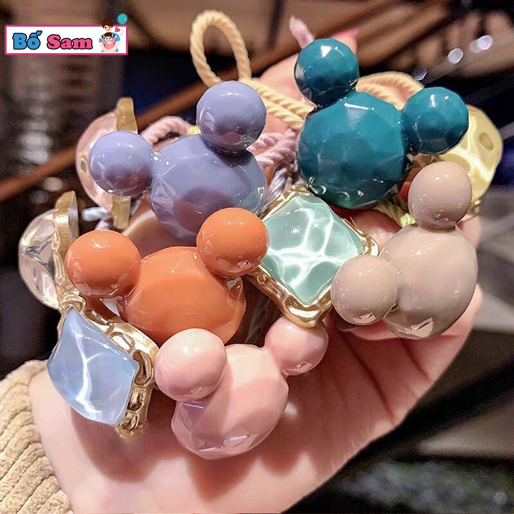 Dây cột tóc tai gấu đính đá ngộ nghĩnh nhiều màu sắc đáng yêu Shop Bố Sam