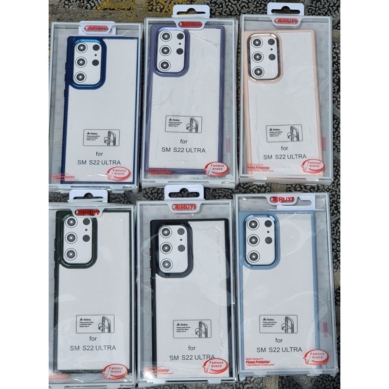 Samsung S22, S22 Plus, S22 Ultra_Ốp lưng Miyuri trong viền màu camera bọc nhôm siêu đẹp chống sốc, không ố màu