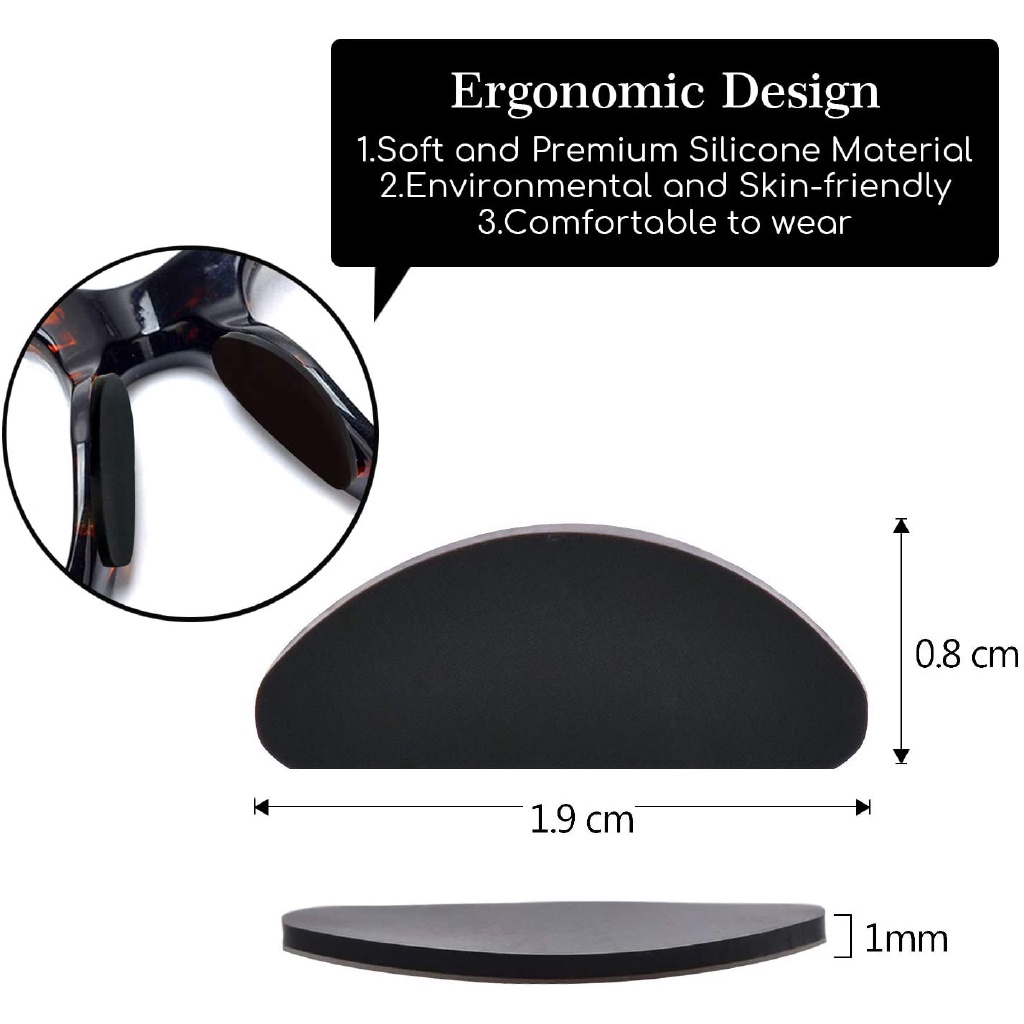Set 5 Cặp Đệm Mũi / Mắt Kính Bằng Silicon Mềm Tự Dính Thoải Mái Chống Trượt