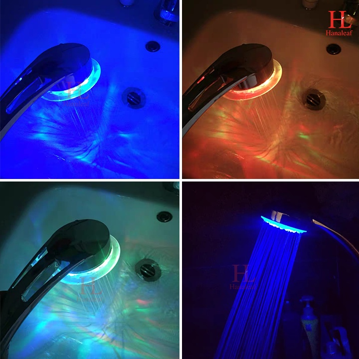 Vòi hoa sen HL có đèn led cảm biến nhiệt độ, không cần pin, thay đổi màu đèn theo nhiệt độ nước