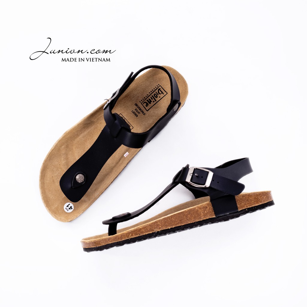 [DA PU-CHỐNG NƯỚC] PU10- Dép sandal xỏ ngón Unisex da PU, đế trấu Bioline Birken - Xuất khẩu châu Âu - Juni Store