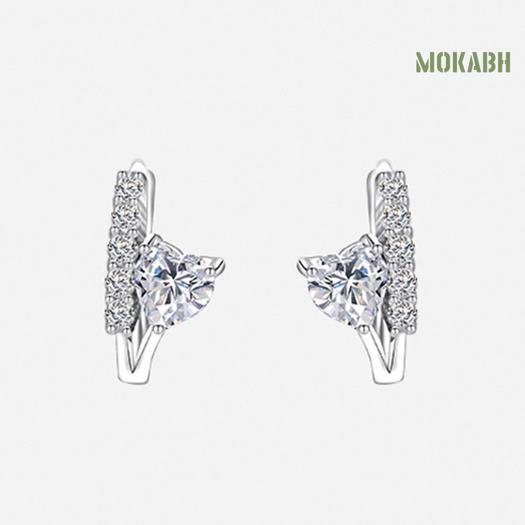 1 Đôi Bông Tai Hình Trái Tim Đính Đá Zircon Cỡ Nhỏ Sang Trọng