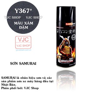 Chai sơn xịt sơn xe máy cao cấp SAMURAI màu xám đậm mã Y367* dung tích 400 ml