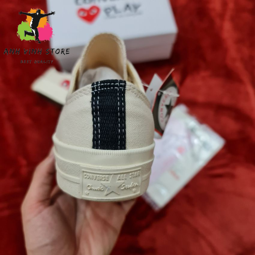 Giày Converse Tim Trắng Sữa Cổ Thấp Nam Nữ