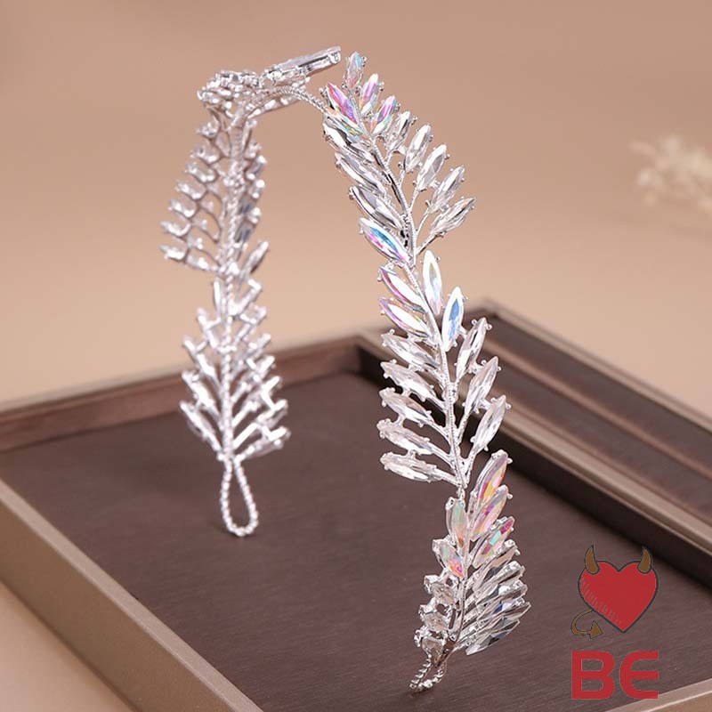 YADORNOS Băng đô cài tóc hình lá đính đá lấp lánh phong cách thời trang Hàn Quốc