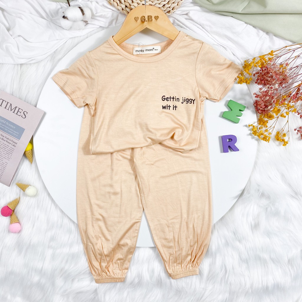 Bộ TAY NGẮN, QUẦN DÀI THUN LẠNH MINKY MOM Màu Trơn Alibaba Cho Bé TN-TR05