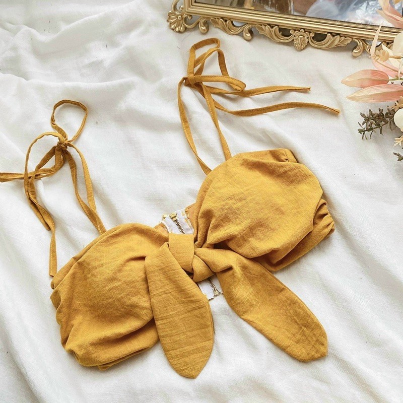 SET CROPTOP VÀNG NƠ NGƯJC ĐI BIỂN