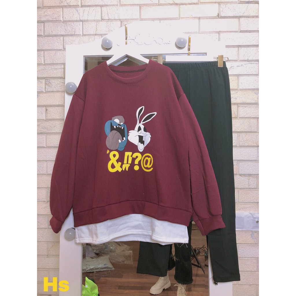 Bộ Áo Nỉ In Thỏ và Quần Legging Đen -HươngSu-(PVN873)