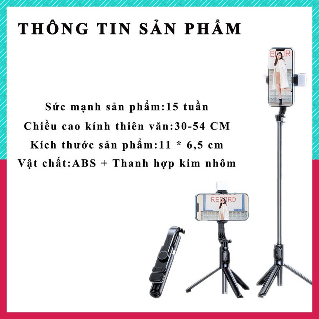 📸📷📸Gậy tự sướng k dây Bluetooth dùng cho các dòng điện thoại thông minh, có kèm đèn LED và điều khiển📸📷📸（XQY86）