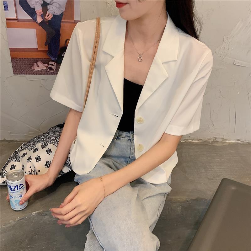 Áo Bazer Tay Cộc Dáng Ngắn Áo vest nữ Croptop 1 Lớp BL01 | BigBuy360 - bigbuy360.vn