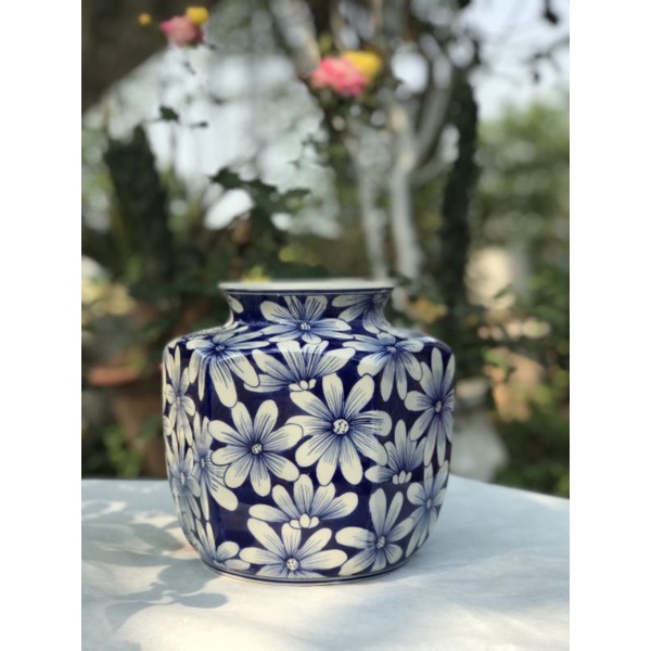 Bình Lục Lăng Vẽ Thủ Công Các Loại Hoa H22cm