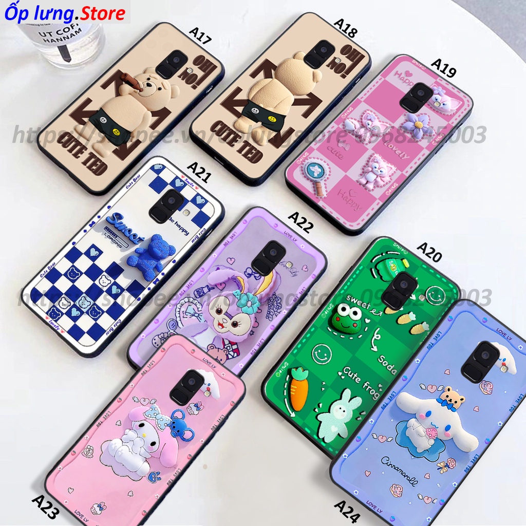 Ốp lưng Samsung A6 2018/ A6 Plus/ A8 2018/ A8 Plus/ J8 in hình 3D gấu cute cool ngầu giả nổi.