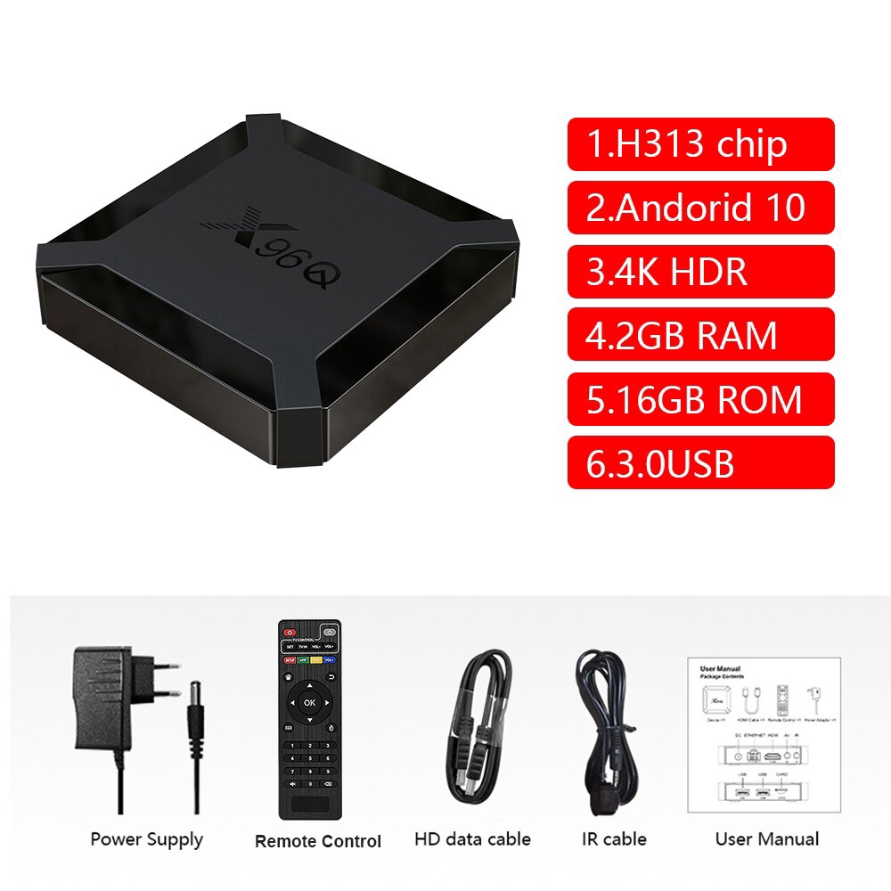 Đầu Tv Box Android 10 Tv Box X96Q Rockchip H313 4k Hdr Media Player 2gb 16gb Wifi 1080p Tiện Dụng