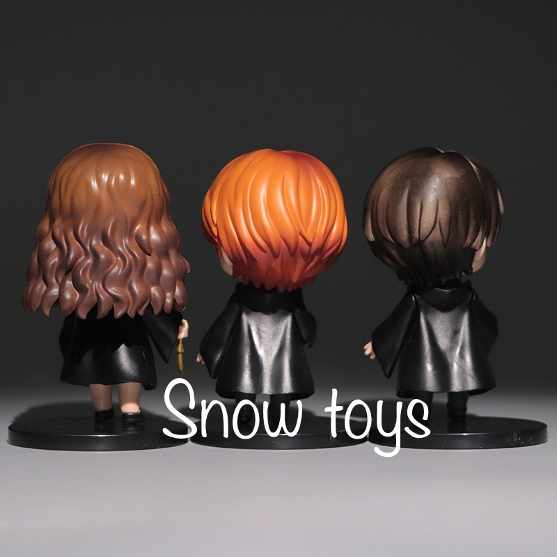 Mô hình Harry Potter - Set 3 Mô hình Harry Potter Hermione Granger Ron Weasley cùng vật nuôi Cú Mèo Chuột - Cao 9,5cm