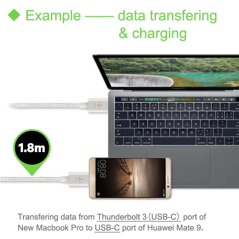 Cáp sạc Belkin MIXIT↑™ USB-C to USB-C 1.8m - F2CU041bt06 vỏ dù Metallic