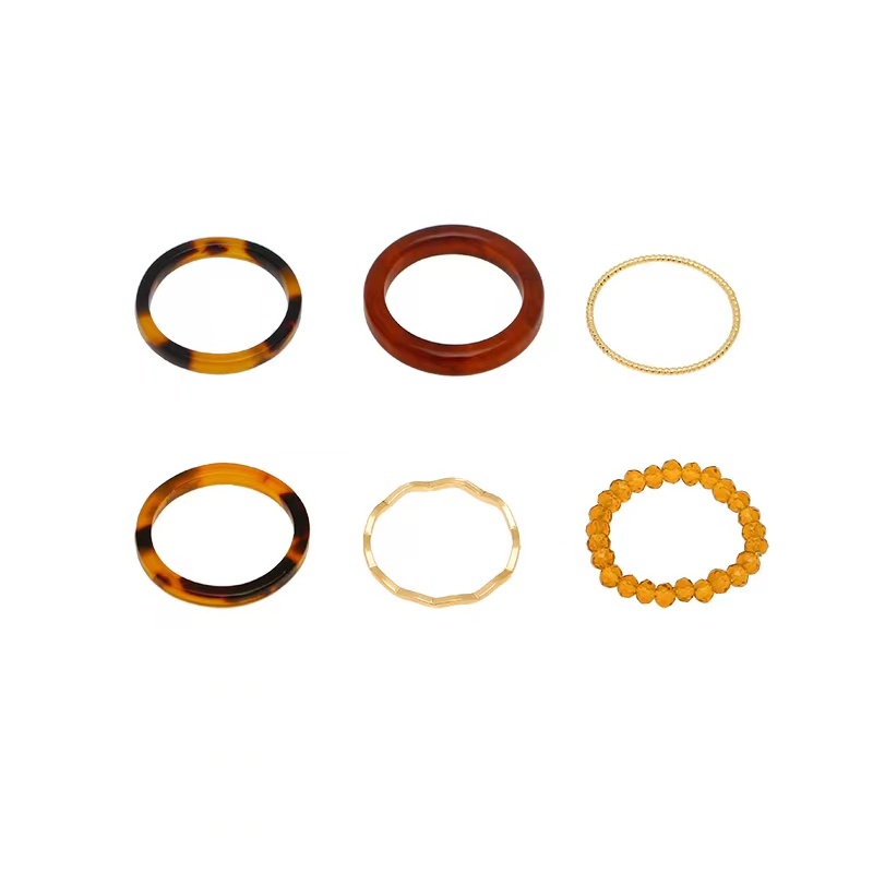 Set 6 nhẫn DODDER chất liệu nhựa phong cách cổ điển dành cho nữ