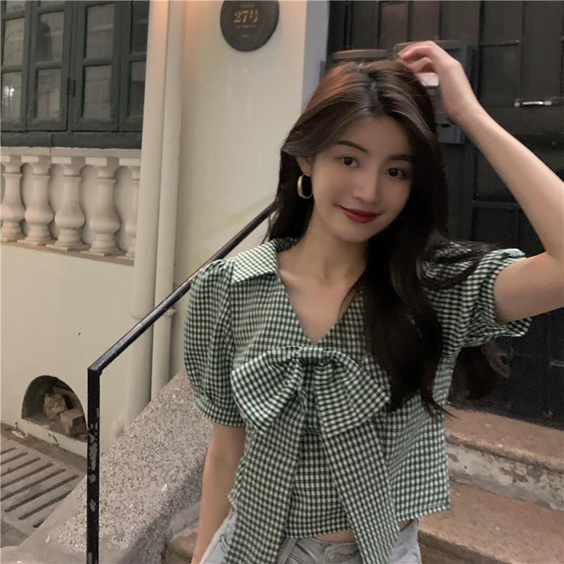 Áo Croptop Caro Tay Phồng Cổ Chữ V Trẻ Trung Thời Trang 2021 | BigBuy360 - bigbuy360.vn