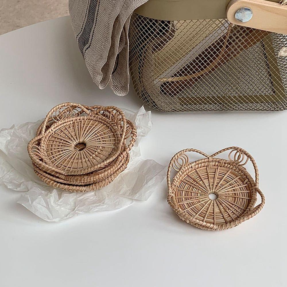 Tấm Lót Cốc Uống Trà Bằng Mây Đan Tay Chống Trượt Phong Cách Nhật Bản