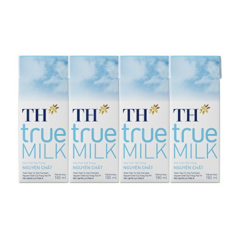 1 Thùng 48 hộp sữa TH True Milk không đường 180ml( 12 lốc x4 date 2022)