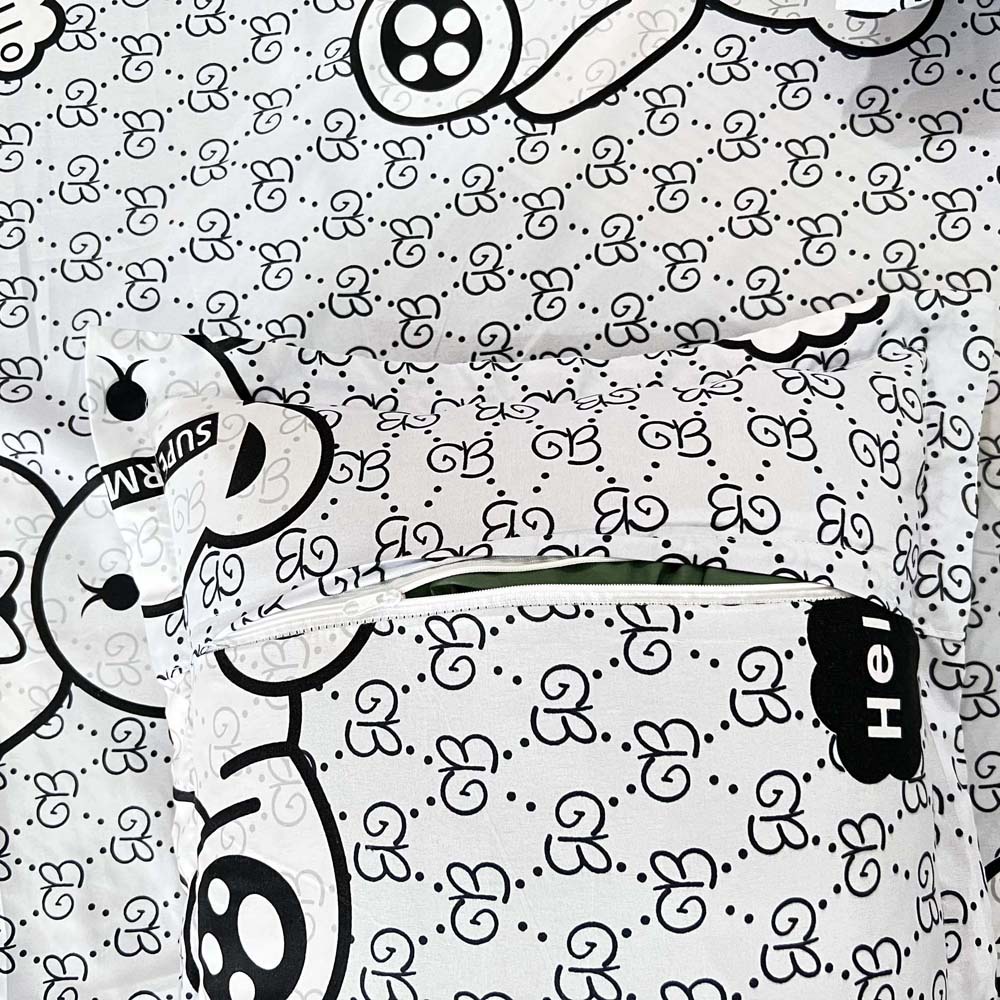 Bộ ga giường cotton poly ga chun kèm 2 vỏ gối nằm
