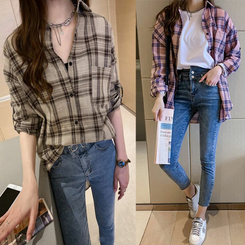 Áo Khoác Sơ Mi Nữ Tay Dài Form Rộng Unisex Ulzzang