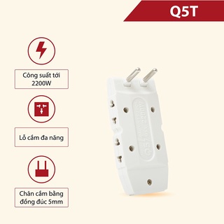 Phích cắm điện 5 chạc dẹt q5t xoay 180 độ phích cắm điện thông minh 1 chia 5 ổ chia điện ổ cắm điện 5 chạc dẹt| sopoka